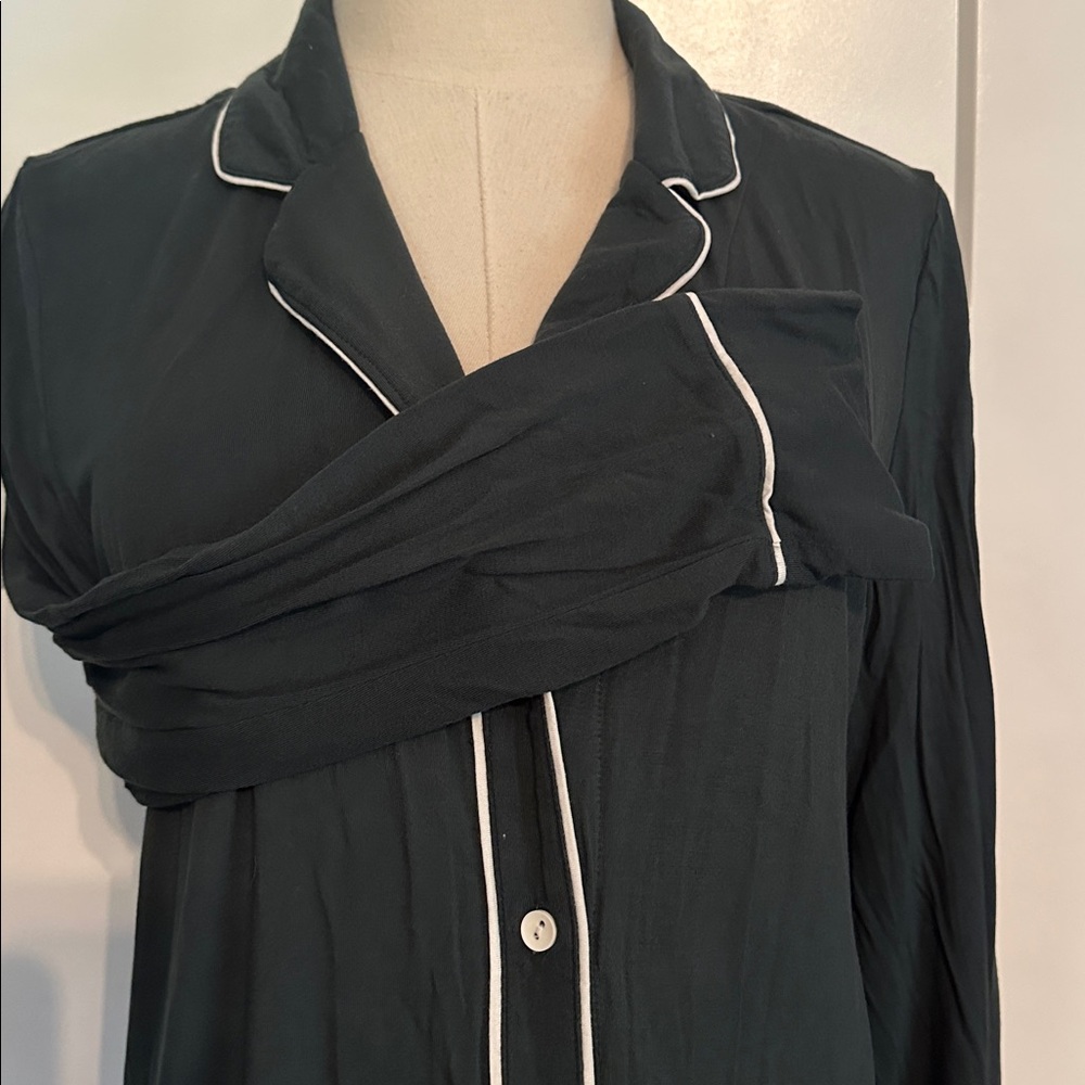 Soma Cool Nights M teal forest green 2-piece long sleeve drawstring pajamas - Picture 5 of 15